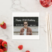 ハッピーバースデーシンプルタ20歳の写真の追加モダン日 スタンダードカクテルナプキン (インサイチュ)