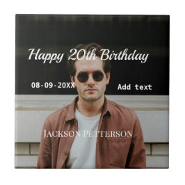 ハッピーバースデーシンプルタ20歳の写真の追加モダン日 タイル