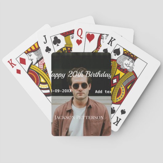 ハッピーバースデーシンプルタ20歳の写真の追加モダン日 トランプ (裏面)