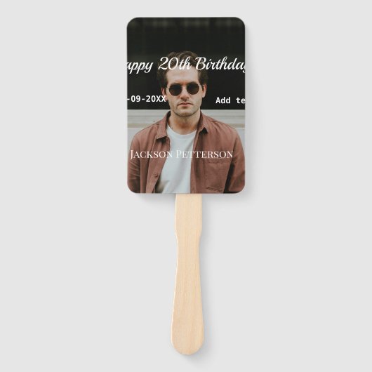 ハッピーバースデーシンプルタ20歳の写真の追加モダン日 ハンドファン (正面)