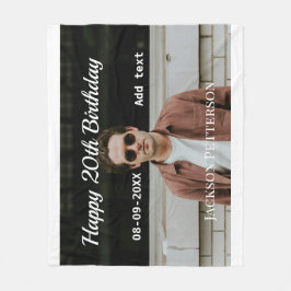 ハッピーバースデーシンプルタ20歳の写真の追加モダン日 フリースブランケット