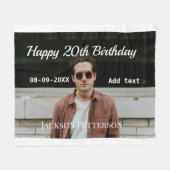 ハッピーバースデーシンプルタ20歳の写真の追加モダン日 フリースブランケット (正面(横))