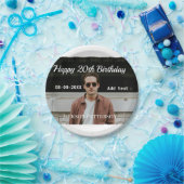 ハッピーバースデーシンプルタ20歳の写真の追加モダン日 ペーパープレート (パーティー)