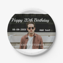 ハッピーバースデーシンプルタ20歳の写真の追加モダン日 ペーパープレート