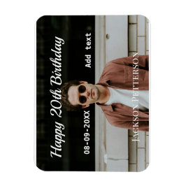 ハッピーバースデーシンプルタ20歳の写真の追加モダン日 マグネット