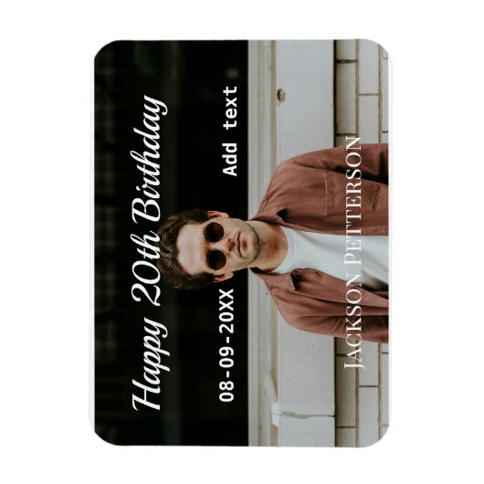 ハッピーバースデーシンプルタ20歳の写真の追加モダン日 マグネット (縦)
