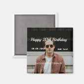 ハッピーバースデーシンプルタ20歳の写真の追加モダン日 マグネット (正面/裏面)