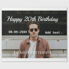 ハッピーバースデーシンプルタ20歳の写真の追加モダン日 ラッピングペーパー