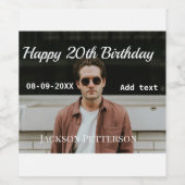 ハッピーバースデーシンプルタ20歳の写真の追加モダン日 ワインラベル (シングルラベル)