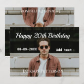 ハッピーバースデーシンプルタ20歳の写真の追加モダン日 招待状 (正面/裏面)