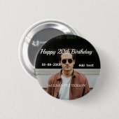 ハッピーバースデーシンプルタ20歳の写真の追加モダン日 缶バッジ (正面&裏面)