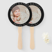 ハッピーバースデーシンプルフォトモダンお祝い ハンドファン (正面&裏面)