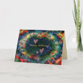 ハッピーバースデーシンプルフローラかわいらしトレンディー カード (正面)