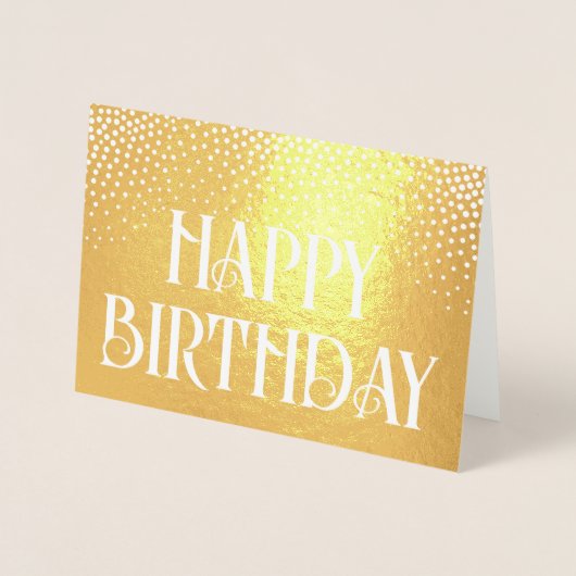 ハッピーバースデーシンプルミニマリストグラム金ゴールド実在 箔カード (正面)