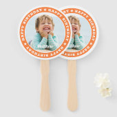 ハッピーバースデーシンプルモダンカスタム写真 ハンドファン (正面&裏面)