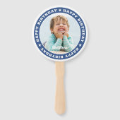 ハッピーバースデーシンプルモダンカスタム写真 ハンドファン (裏面)