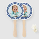 ハッピーバースデーシンプルモダンカスタム写真 ハンドファン (正面&裏面)