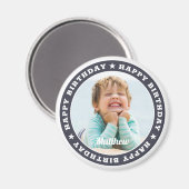 ハッピーバースデーシンプルモダンカスタム写真 マグネット (正面/裏面)