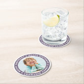 ハッピーバースデーシンプルモダンカスタム写真 ラウンドペーパーコースター (インサイチュ)