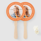 ハッピーバースデーシンプル名門私立校風のモダンカスタム写真 ハンドファン (正面&裏面)