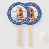 ハッピーバースデーシンプル名門私立校風のモダンカスタム写真 ハンドファン (正面&裏面)