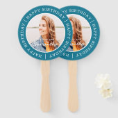 ハッピーバースデーシンプル名門私立校風のモダンカスタム写真H ハンドファン (正面&裏面)