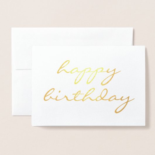 ハッピーバースデーシンプル書道ゴールドフォイルカード 箔カード (封筒付き正面)