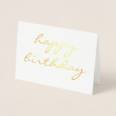 ハッピーバースデーシンプル書道ゴールドフォイルカード 箔カード (正面)