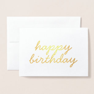 ハッピーバースデーシンプル書道ゴールドフォイルカード 箔カード