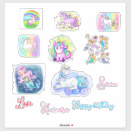 ハッピーバースデーシンボルステッカー – 漫画ユニコーン シール
