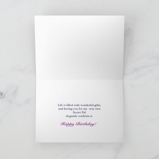 ハッピーバースデーシークレットパル – ソフトフローラエレガンス カード (内部)
