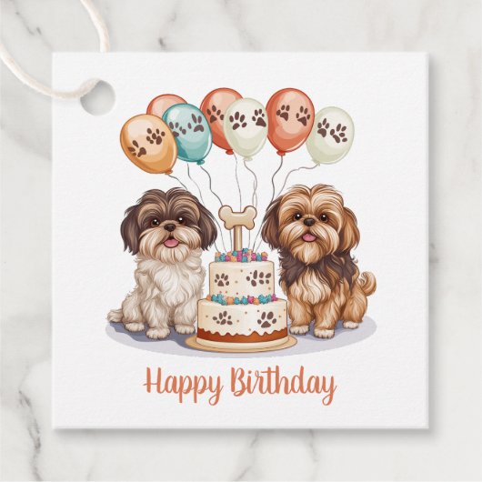 ハッピーバースデーシーズー(犬)ズドッグお誕生日ケーキ フェイバータグ (正面)