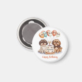 ハッピーバースデーシーズー（犬）ズドッグお誕生日ケーキ マグネット (正面/裏面)