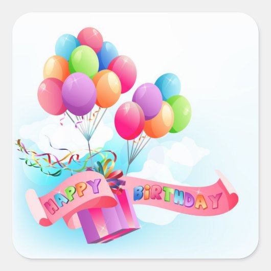 ハッピーバースデーシール スクエアシール (正面)