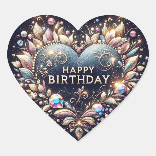 ハッピーバースデーシール：ハート図形 ハートシール (正面)