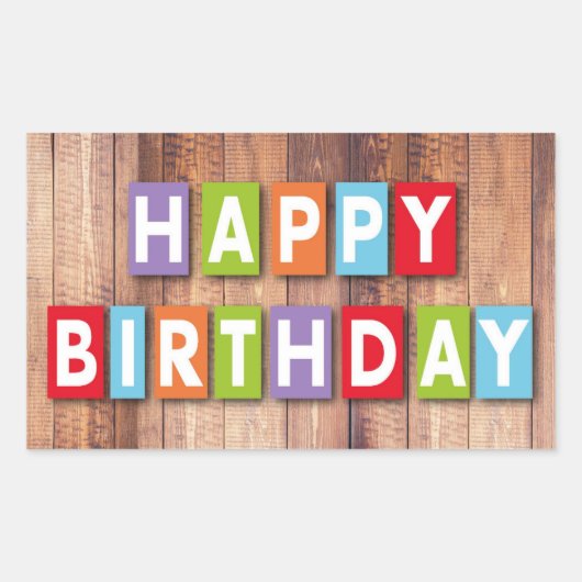ハッピーバースデーシール 長方形シール (正面)