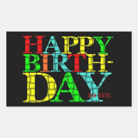 ハッピーバースデーシール 長方形シール (正面)