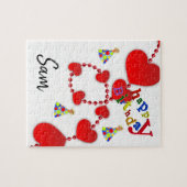 ハッピーバースデージグソーパズル赤いハート ジグソーパズル (横)