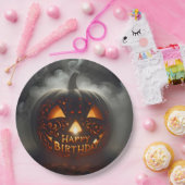 ハッピーバースデージャック・オ・ランタンの煙 ペーパープレート (パーティー)