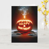 ハッピーバースデージャック・オ・ランタン・キャンドル カード (黄色い花)