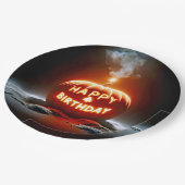 ハッピーバースデージャック・オ・ランタン・キャンドル ペーパープレート (アングル)