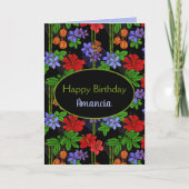 ハッピーバースデージャマイカトロピカルジャングルパターン(の模様が)ある カード (正面)