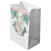 ハッピーバースデージャングルアニマルズガール誕生日 ミディアムペーパーバッグ (裏面アングル)