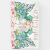 ハッピーバースデージャングルアニマルズガール誕生日 横断幕 (縦)