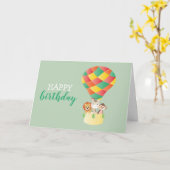 ハッピーバースデージャングルアニマルズホットエアバルーン カード (黄色い花)
