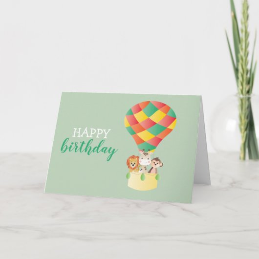 ハッピーバースデージャングルアニマルズホットエアバルーン カード (正面)