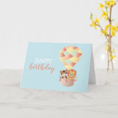 ハッピーバースデージャングル動物ホットエアバルーン カード (黄色い花)