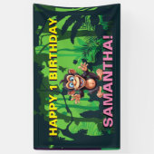 ハッピーバースデージャングルKIDSバナー 横断幕 (縦)