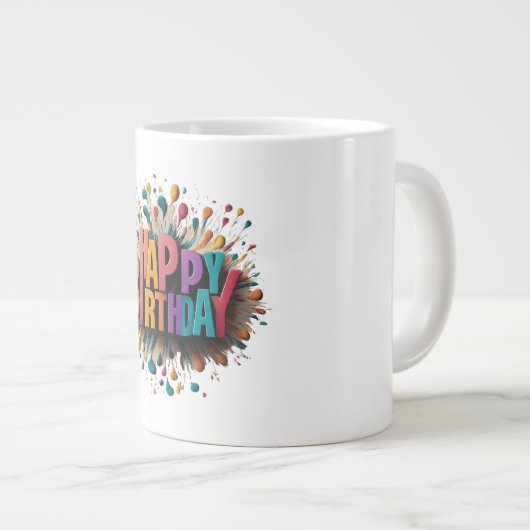 ハッピーバースデージャンボマグ ジャンボコーヒーマグカップ (正面右)
