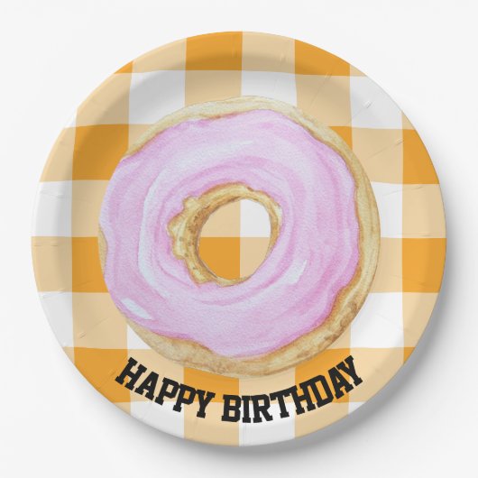 ハッピーバースデージンガム紙プレート ペーパープレート (正面)